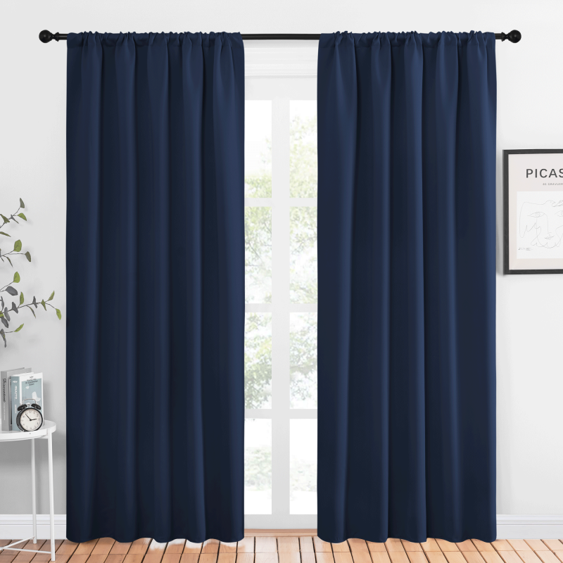 Thermal Insulated Blackout Curtains for Bedroom - Room Darkening Drapes, Rod Pocket Panels, Noise & Energy Saving, 2 Panels