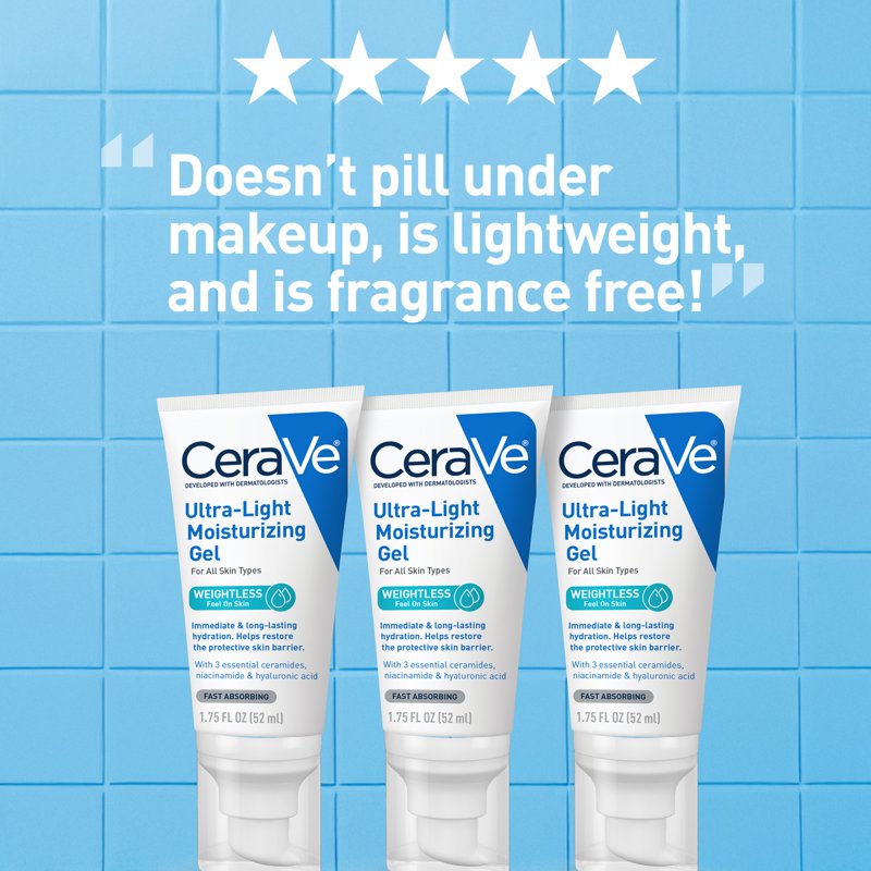 Lightweight Hydrating Face Moisturizer Gel with Hyaluronic Acid & Niacinamide - 1.75 Fl Oz