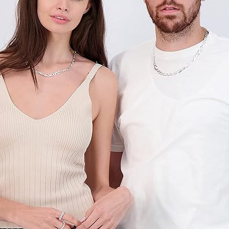 Sterling Silver Figaro Chain Necklace for Men & Women - Made in Italy