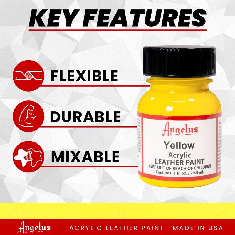Acrylic Leather Paint - 1 oz. Yellow for Shoe & Leather Customization