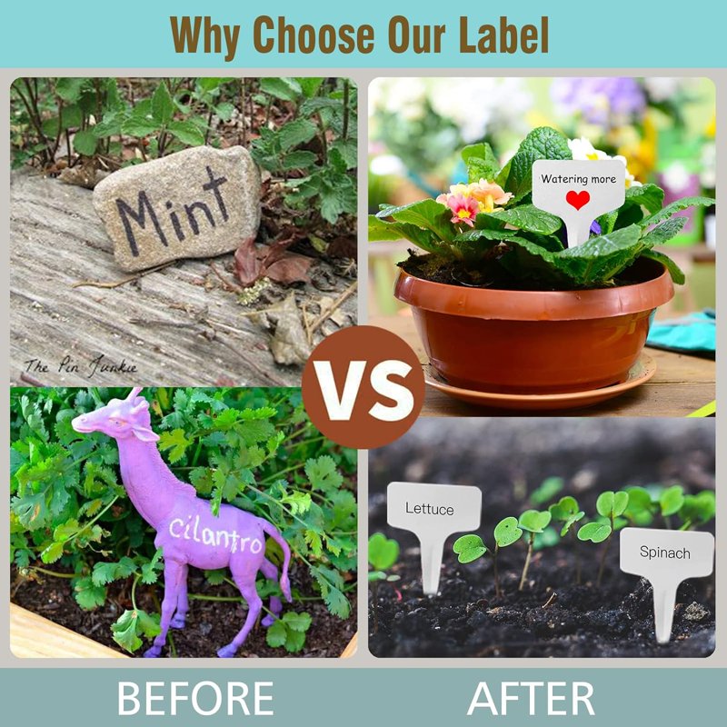 100 Pcs Waterproof Plant Labels Garden Markers with Pen - Outdoor & Reusable