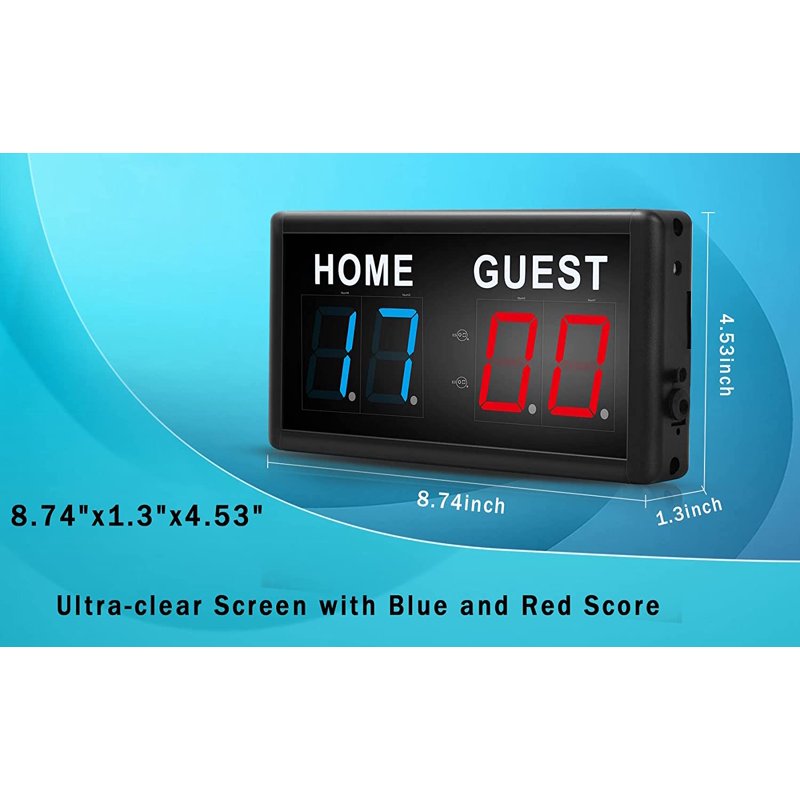 Portable Electronic LED Scoreboard for Indoor Sports Games - Remote Control