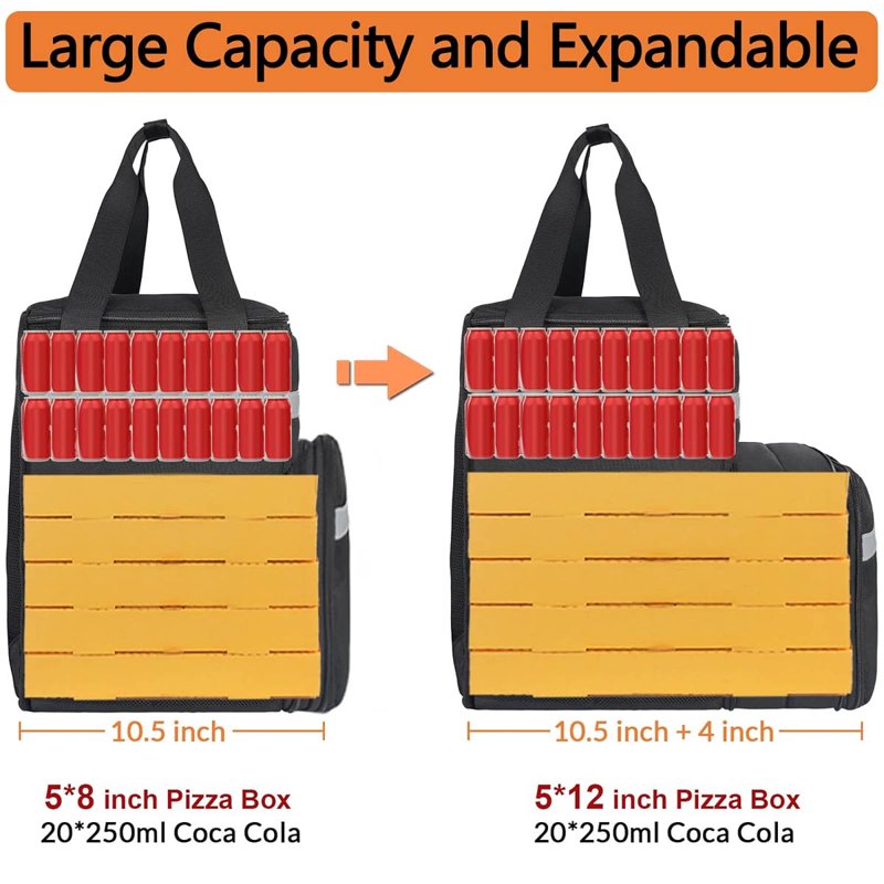 Insulated Food Delivery Backpack Large Leakproof Hot Pizza Bag with Pockets