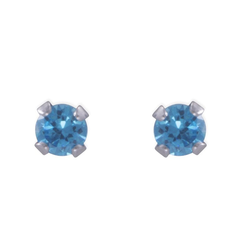 Sterling Silver Cubic Zirconia Stud Earrings Set - 4 Pairs, Multiple Sizes