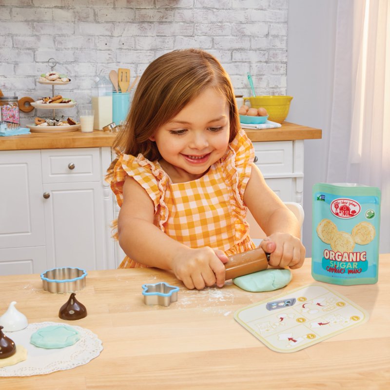 Kids Cookie Baking Set with Make-It Mix Play Sand & Accessories - Pretend Play Kitchen