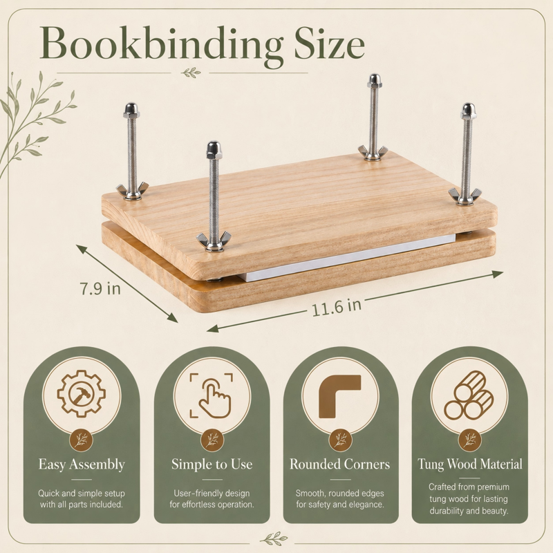 DIY Book Binding Kit with Wooden Press and Tools for Handmade Journals