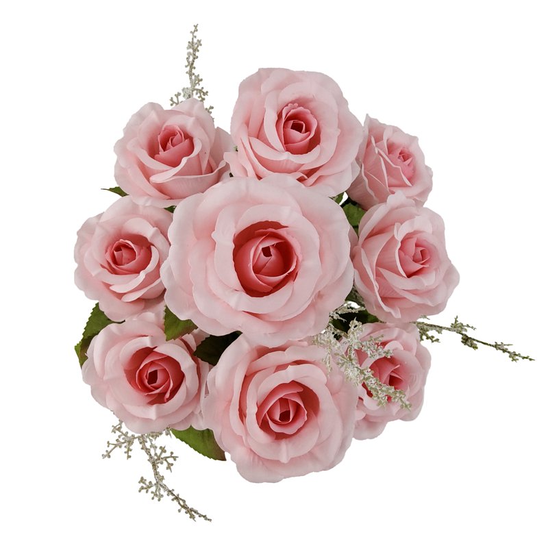 Artificial Pink Rose Bush - Indoor Decor, 17.5 Inch, 2 Pack