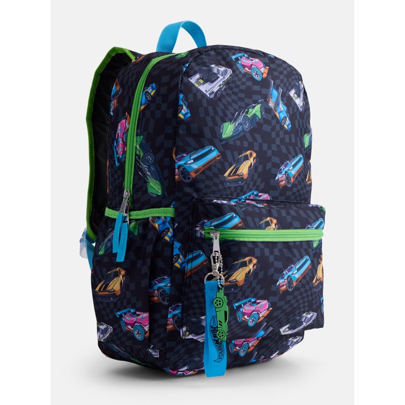 Kids' 17-Inch Race Team Print Laptop Backpack – Water-Resistant & Adjustable Straps