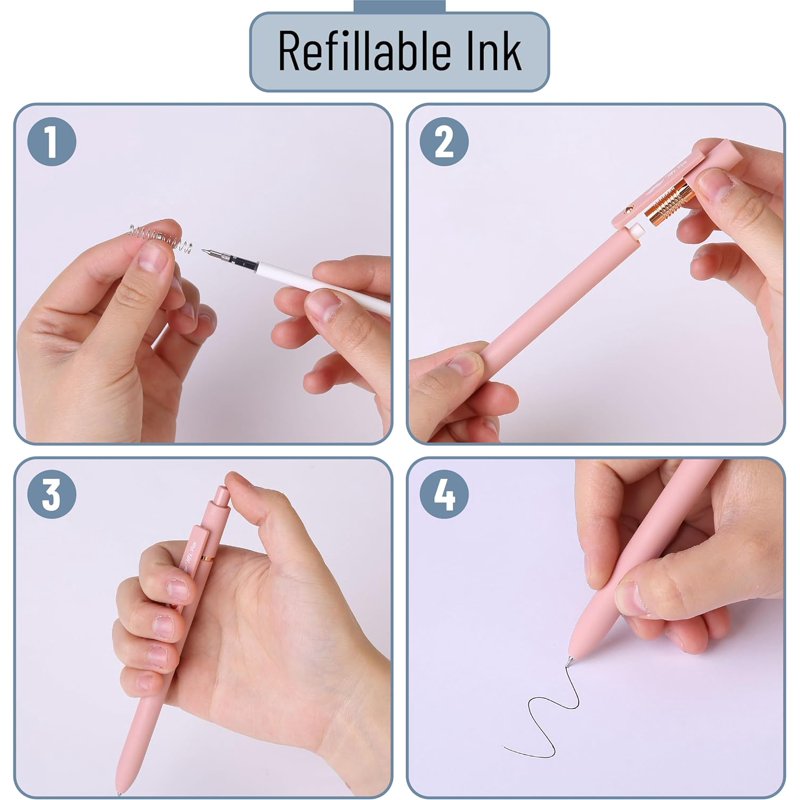 Retractable Gel Pens Set - 6 Morandi Barrel Colors, Smooth Black Ink
