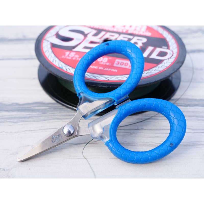 2 Pack Micro Fishing Scissors 3-Inch Titanium Bonded Serrated Blades Blue