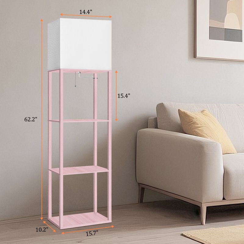 Modern Floor Lamp with Shelves - 3 Color Temperature Standing Light for Living Room Bedroom Office