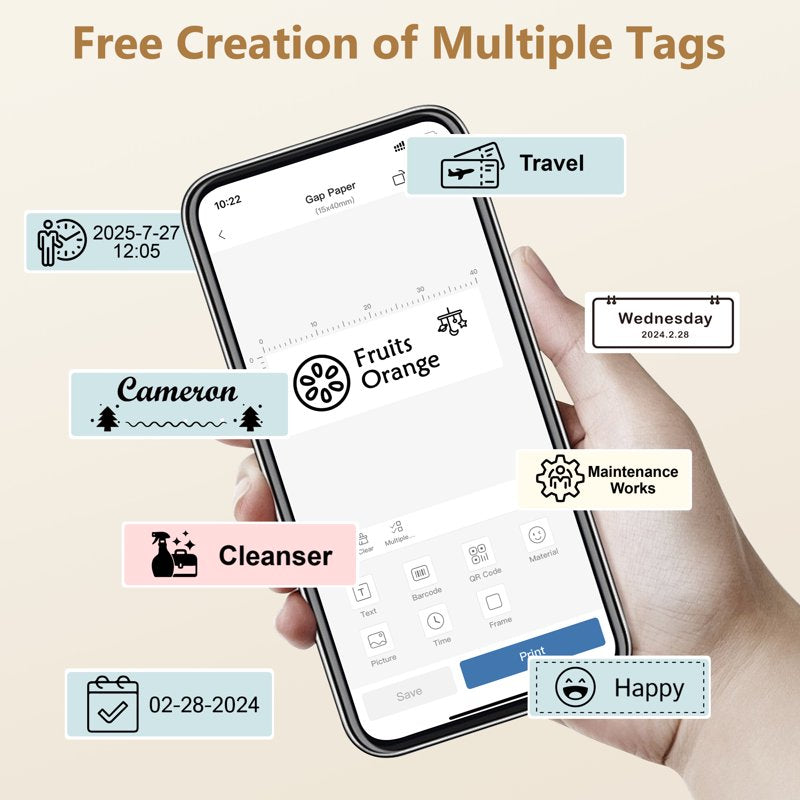 Portable Bluetooth Label Maker with Tape for Organizing & Storage