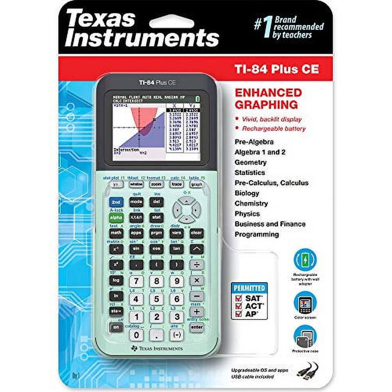 Color Graphing Calculator with High-Resolution Display and Rechargeable Battery