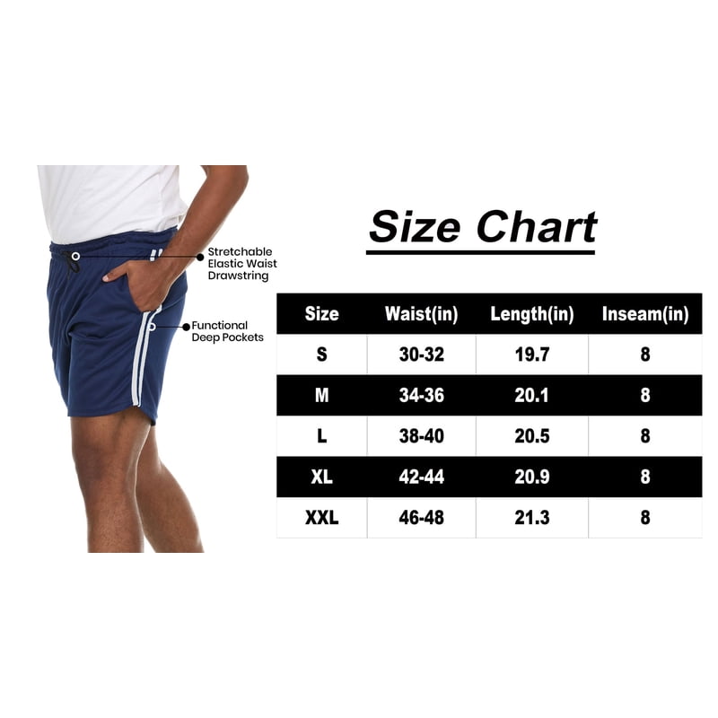 Men's Athletic Shorts with Pockets, Quick Dry Workout Gym Basketball 8-Inch Inseam