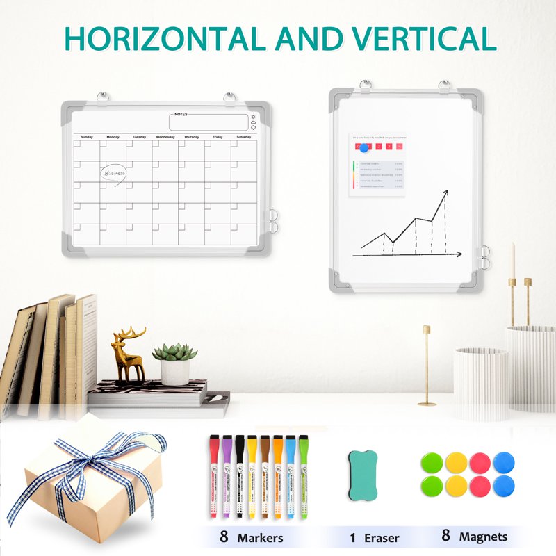 Magnetic Double-Sided Monthly Whiteboard Calendar 16x12 Wall Organizer