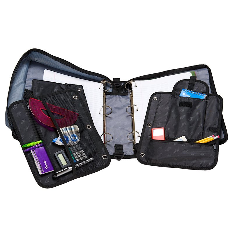 Dual 2-in-1 Zipper Binder with 3 Inch Capacity and Ripstop Material - Red