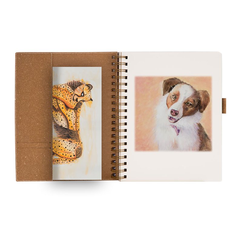 Double Wire Spiral Bound Artist Sketchbook - 270 Pages, 9.84x7.48", Leatherette Cover