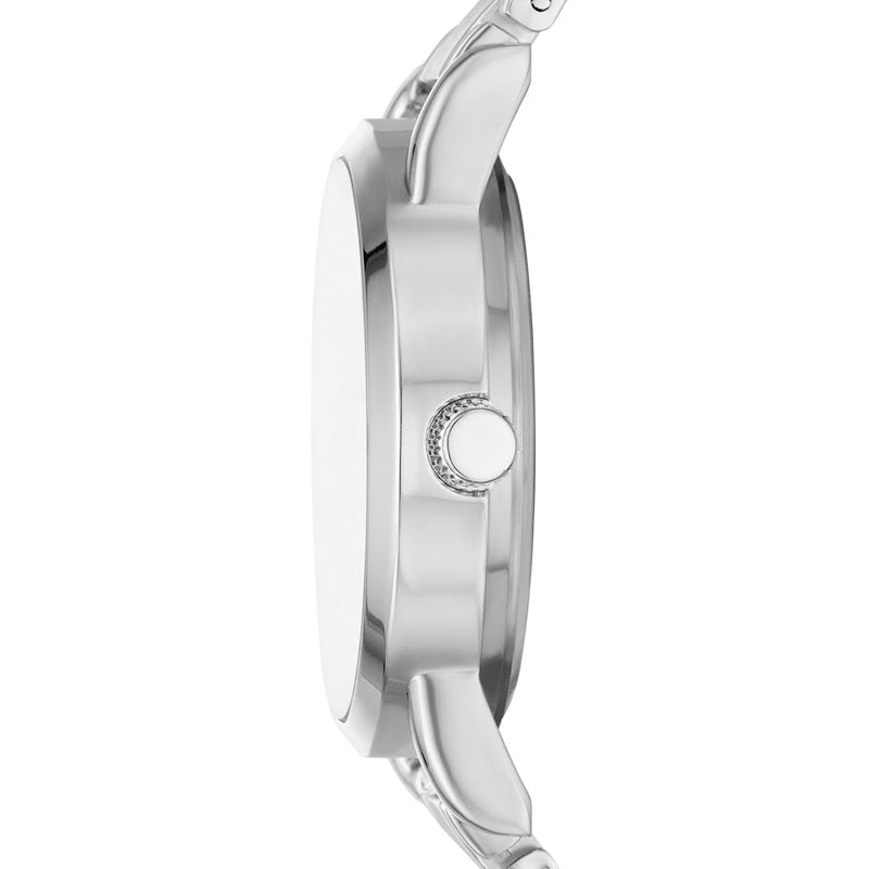 Women's Silver Tone Watch Set with Crystal Sunray Dial and Faux Turquoise Bracelets