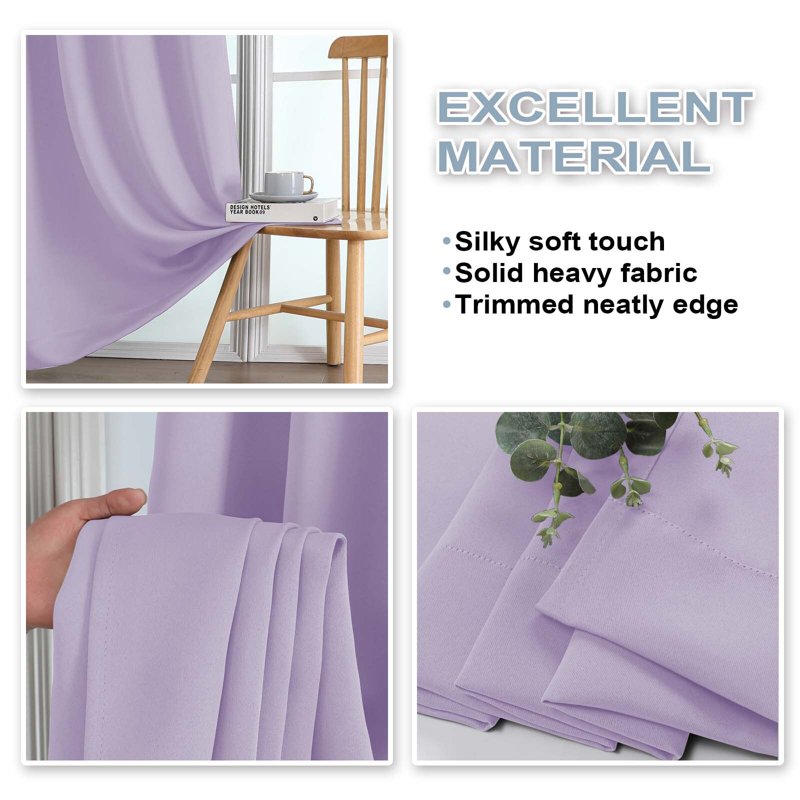 Blackout Curtains for Bedroom - Thermal Insulated Room Darkening Drapes with Rod Pocket, Energy Saving, 2 Panels