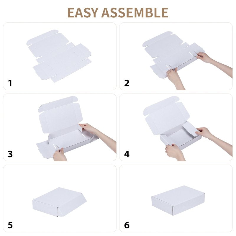 25 Pack White Cardboard Shipping Boxes for Packing & Mailing - Multiple Sizes