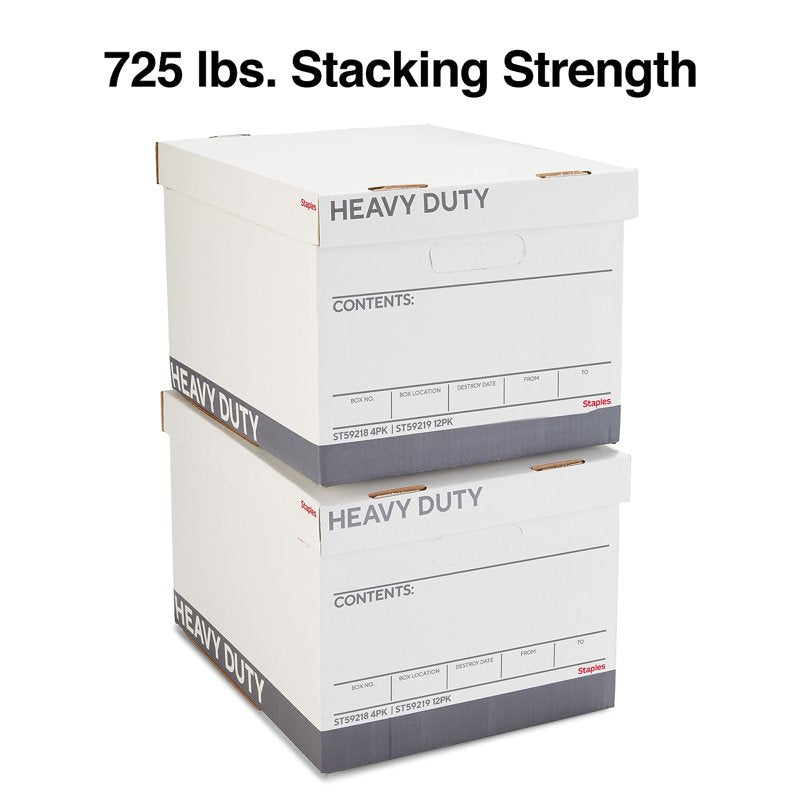 Heavy Duty File Storage Box with Lift-Off Lid - White/Gray, 12 Pack