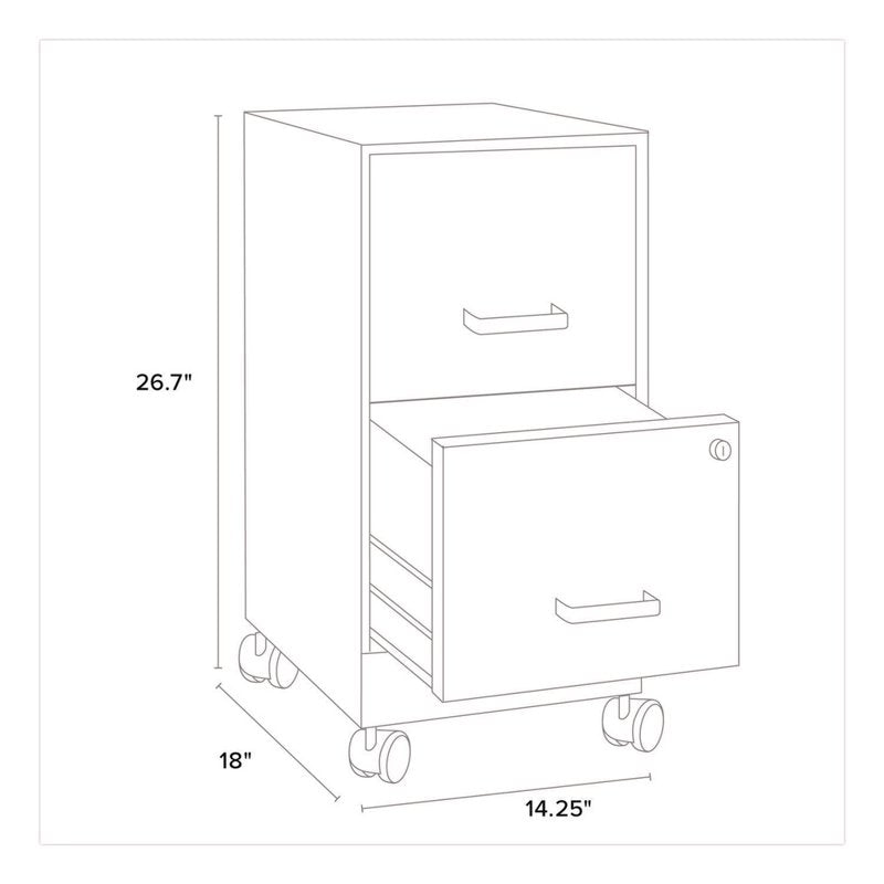 Alera Two-Drawer Mobile Vertical File Cabinet - Letter Size, Pearl White