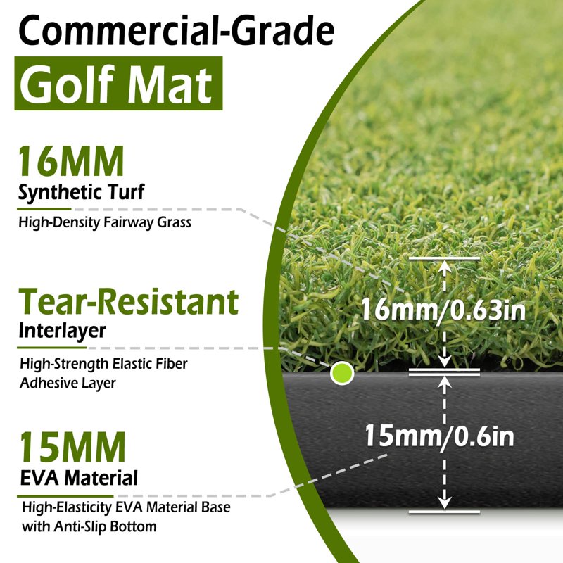 Bearwill Golf Mat 5ft x 4ft Practice Hitting Mat - 31mm High-Density Turf