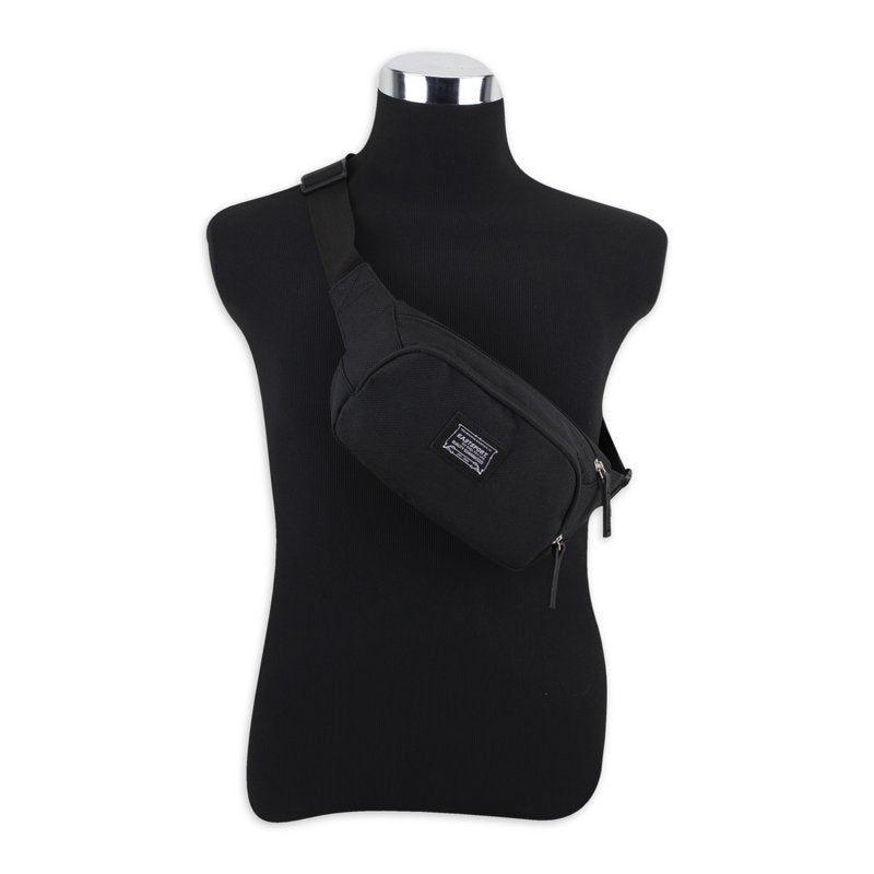 Unisex Adjustable Fanny Pack with Multiple Compartments - Black