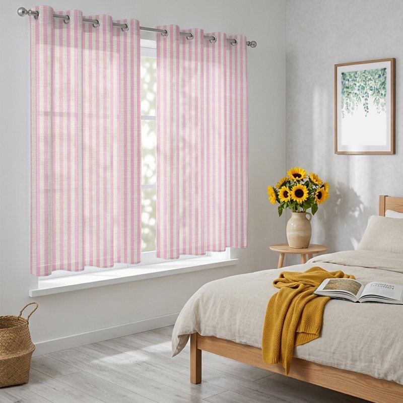 Sheer Curtains with Grommet Top - Light Filtering Linen Style Window Drapes