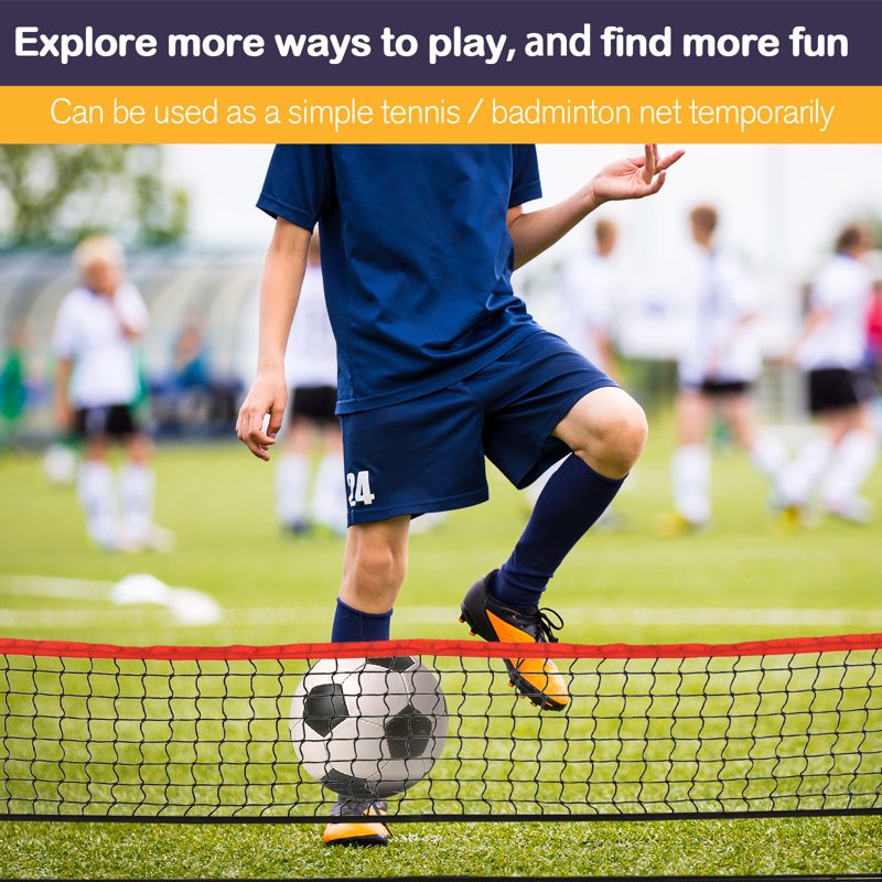Soozier 23 ft Portable Soccer Tennis Net with Sideline & Carry Bag – Multi-Game Training Net