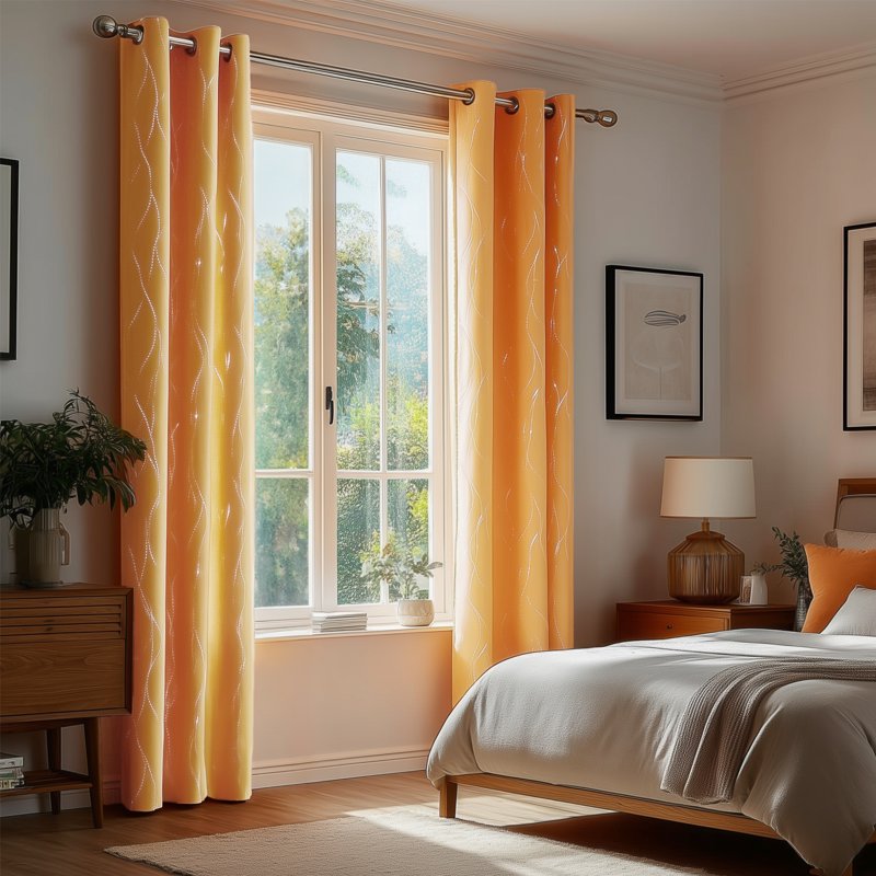 Blackout Curtains with Silver Dot Pattern - Noise Reducing Room Darkening Drapes, 42W x 72L Inch, 2-Pack