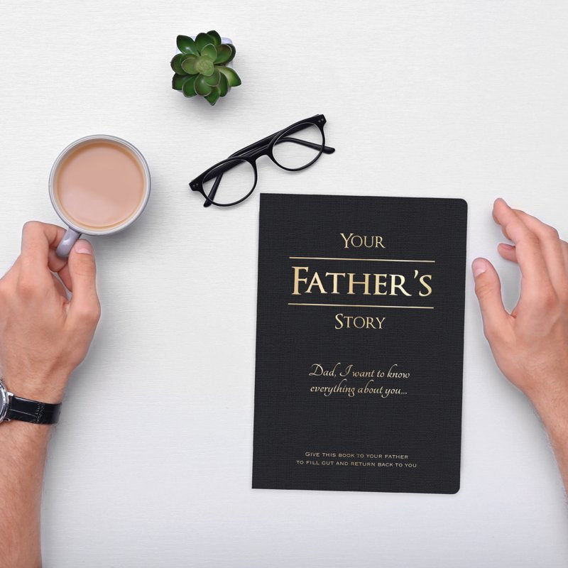 Guided Father’s Memory Journal - Black Cardstock, 6 x 8.5 Inches, 204 Pages