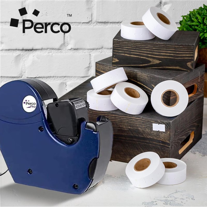 White Price and Date Gun Labels for Perco 2 Line Pricing Guns - 6,000 Labels