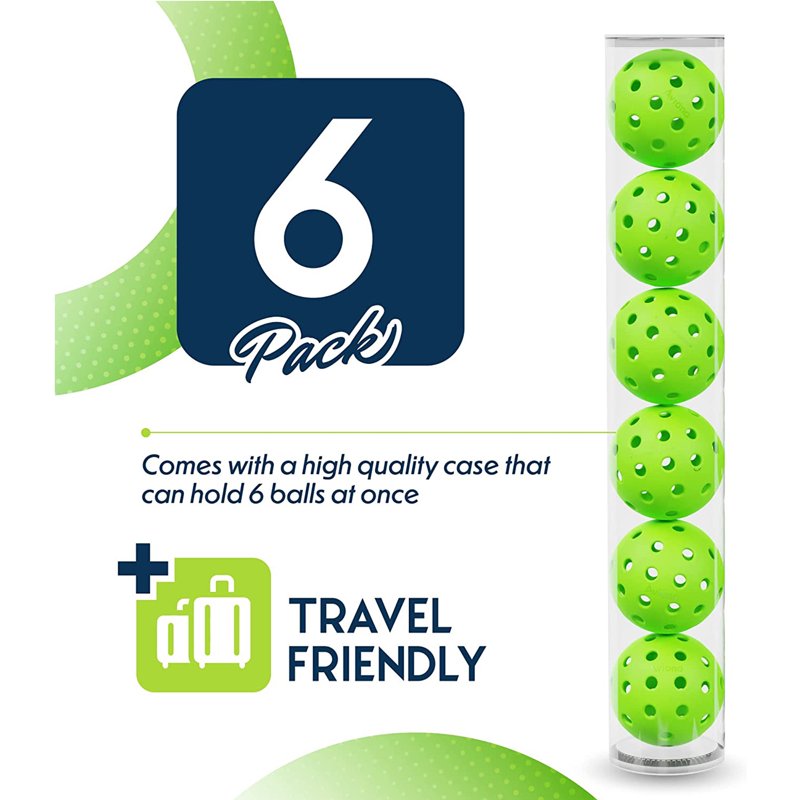 Pro Aviana Tournament Outdoor Pickleball Balls - 6pc Set, Green, USAPA Approved