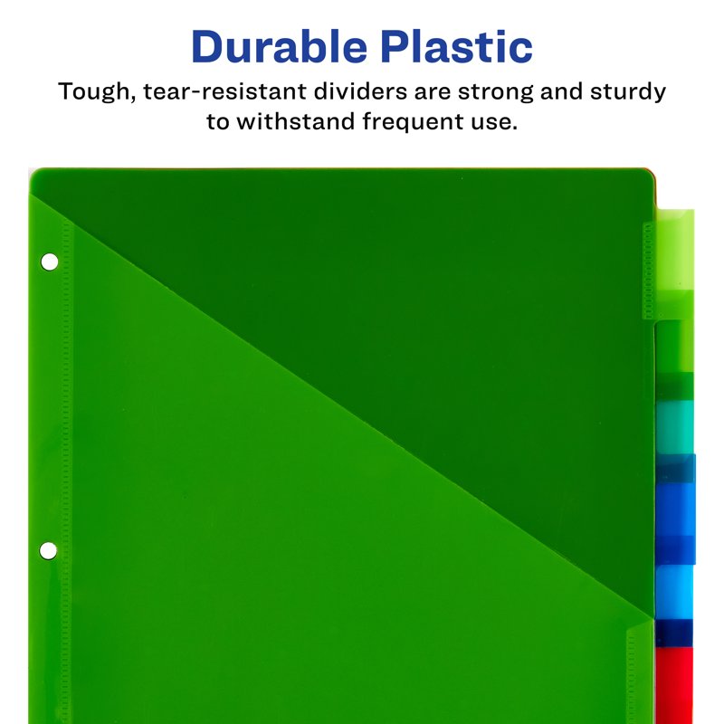 Big Tab Plastic Divider Set with Pockets - 8 Tabs, Multicolor, 8-Pack