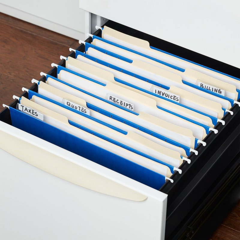 Blue Hanging File Folders - Letter Size 5-Tab 125 Pack for Office Organization