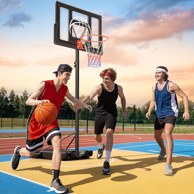Adjustable Outdoor Basketball Hoop 10FT with 44-Inch Backboard Portable for Kids & Adults
