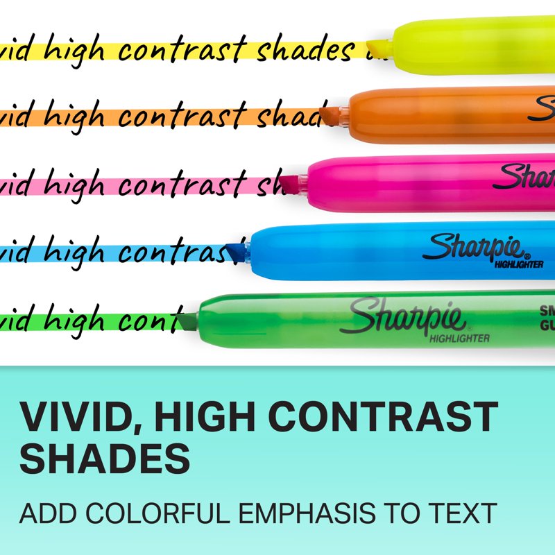 Retractable Fluorescent Highlighters Set - Chisel Tip, Bright Colors, 12 Pack