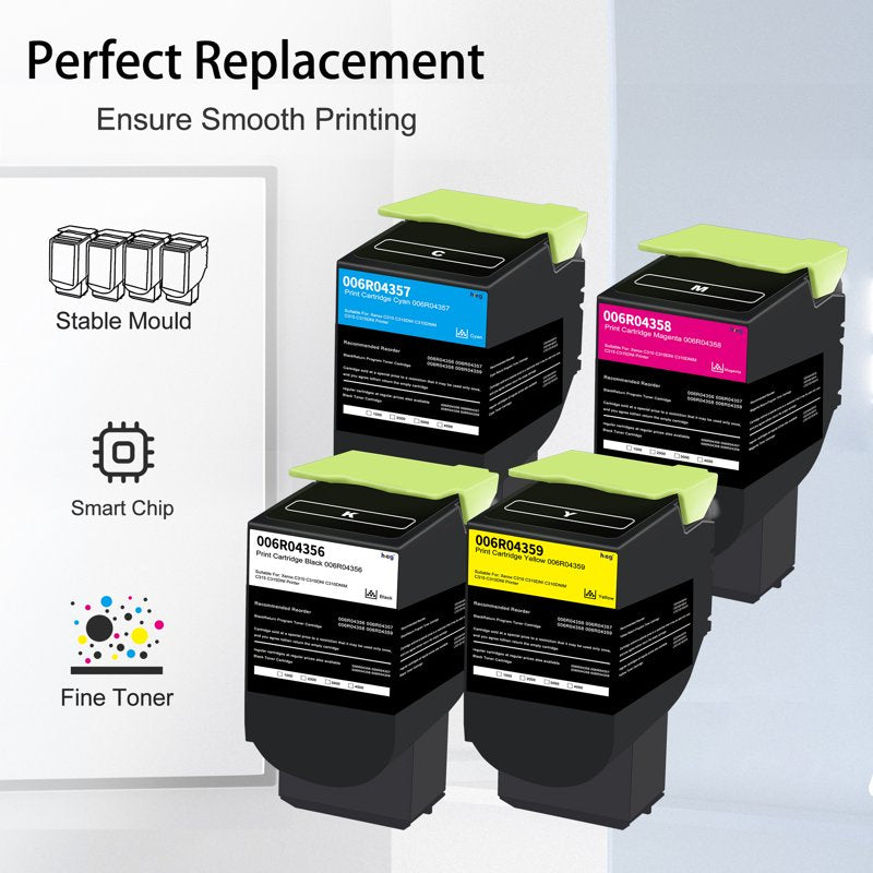 High Capacity 4-Pack Toner Cartridges for Xerox C310 C315 Printer - Black Cyan Magenta Yellow