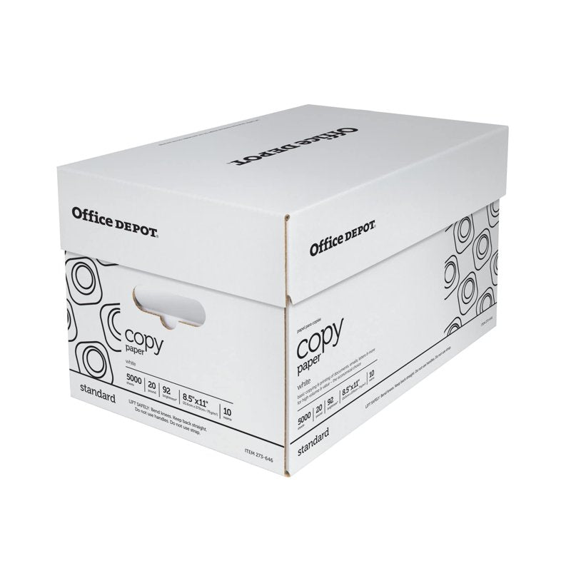 Office Depot White Copy Paper 8.5x11in 20Lb 500 Sheets Case of 10