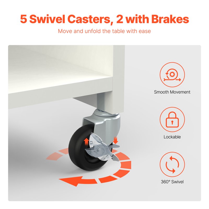 Multi-Functional Folding Sewing Table with Storage and Casters