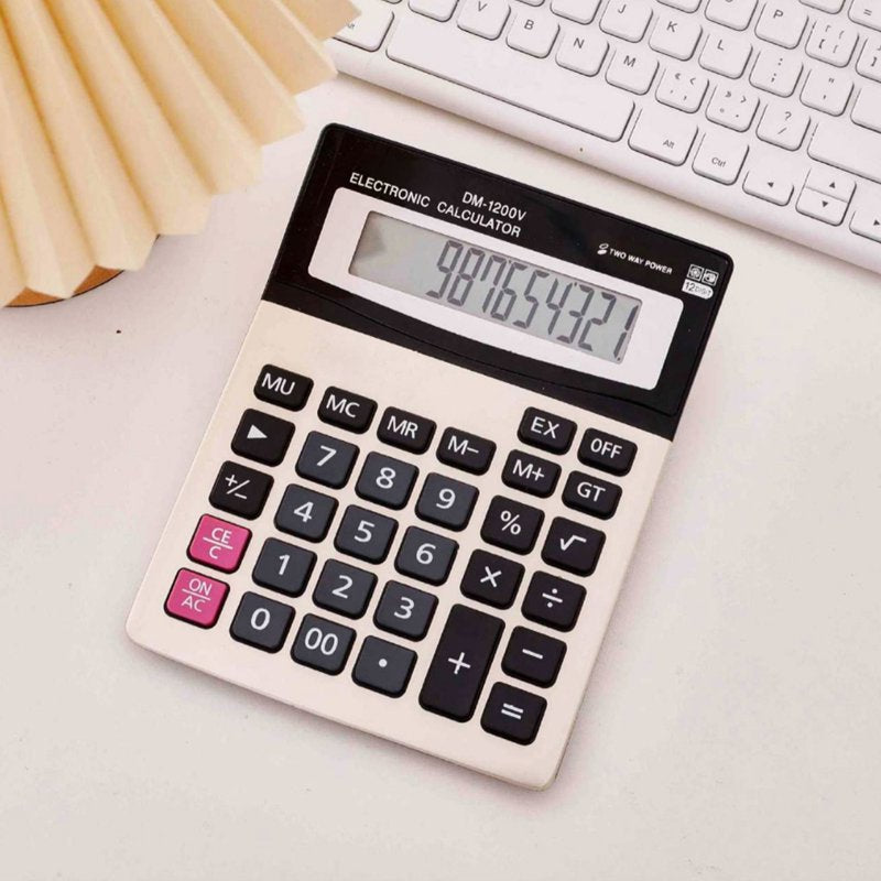 Large Screen Desktop Calculator with 12 Digit Display and Ergonomic Buttons