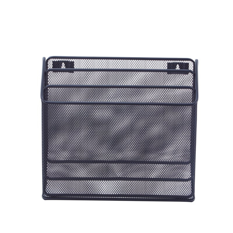 Desktop Organizer with 3 Compartments - Metal Mesh Desk Storage Black