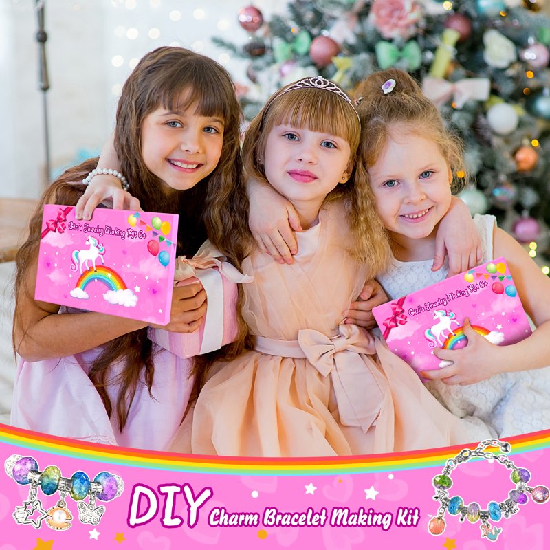 Girls Jewelry Making Kit - Charm Bracelet Craft Set for Ages 5-12