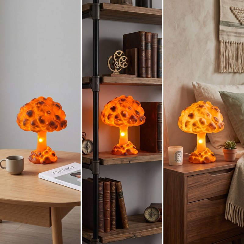 3D Mushroom Cloud Table Lamp - Decorative Resin Night Light for Bedroom & Home