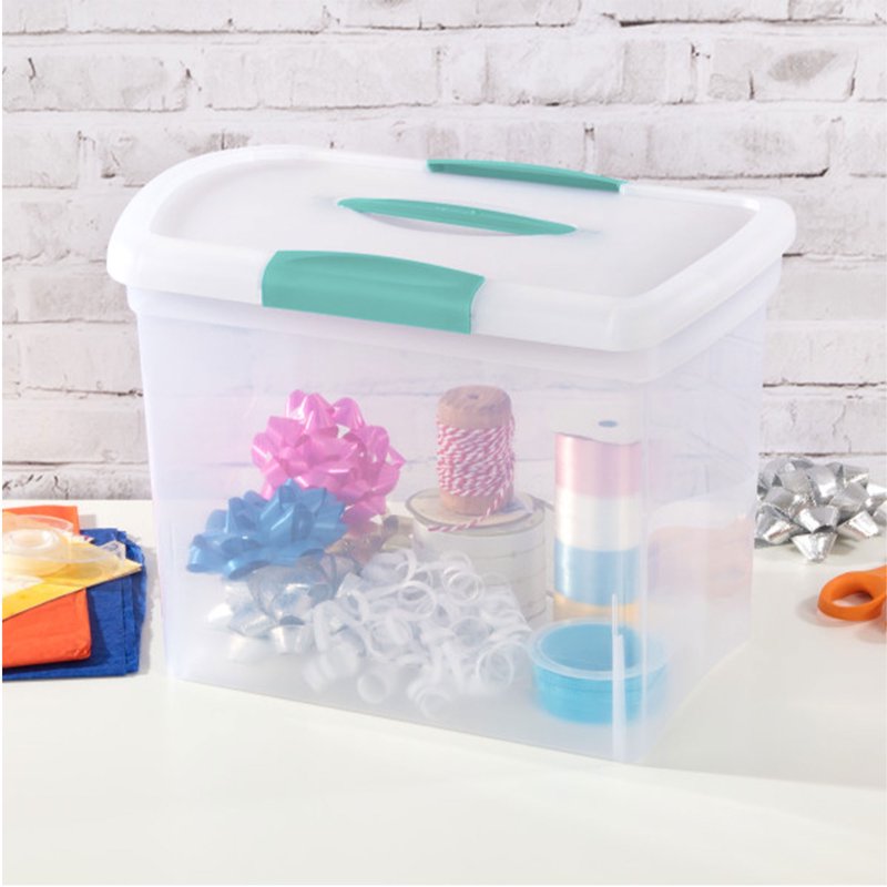 Large Nesting File Boxes with Handles 6-Pack - Clear Plastic Storage Organizer