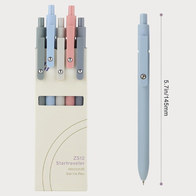 Gel Pens Set 5 Pack - Smooth, Quick-Dry Ink with Soft Grip for Comfortable Writing