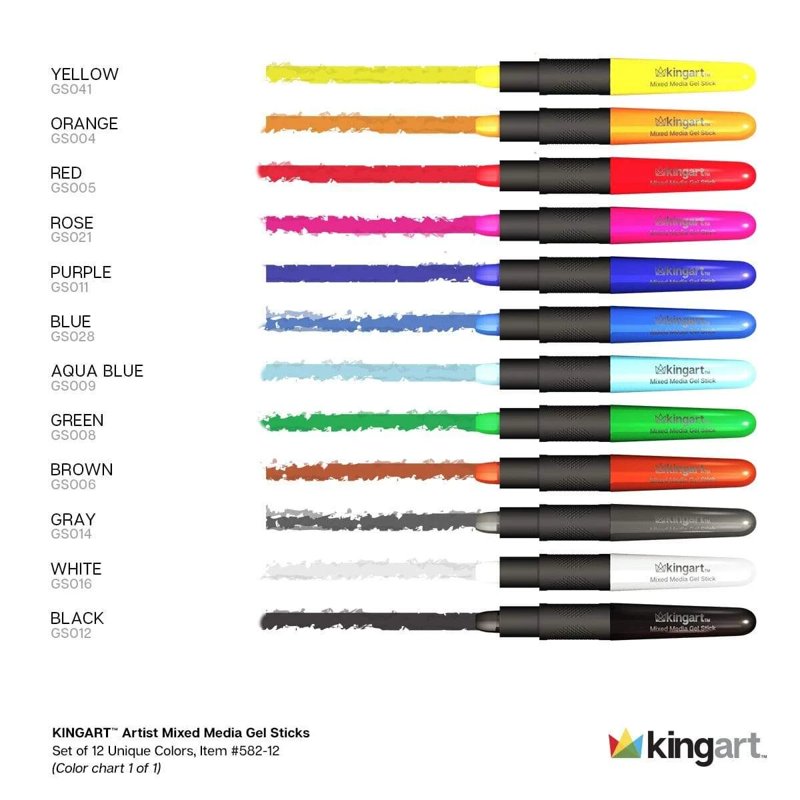 Mixed Media Gel Stick Crayons - 12 Vibrant Primary Colors for Art & Craft