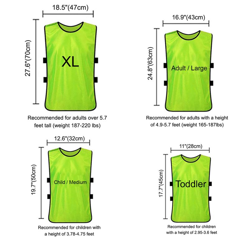 TOPTIE Yellow Soccer Pinnies Scrimmage Vest - 12 Pack, XL