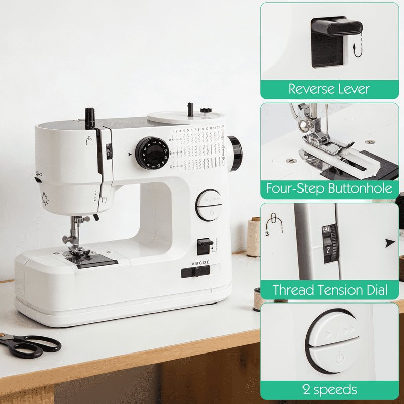Portable Sewing Machine with 39 Stitches, Extension Table & Kits for Beginners